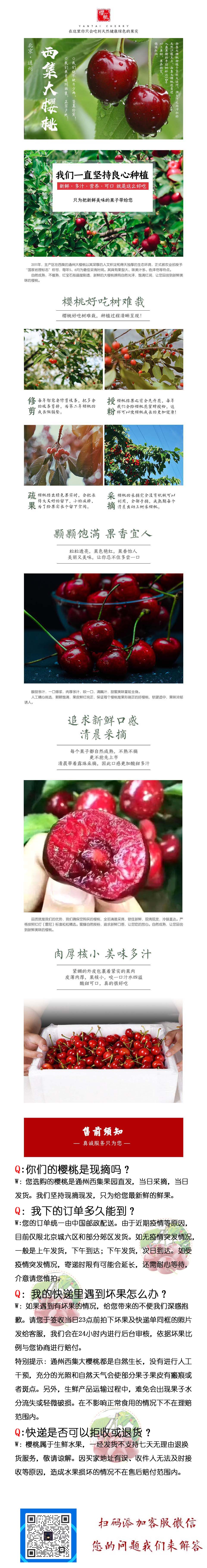 【北京馆】【京郊农品】北京通州西集大樱桃3斤装